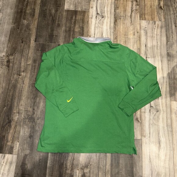 Oregon Ducks Rugby Shirt Men XL Green Gray Nike Colorblock Polo Long Sleeve - Picture 6 of 6
